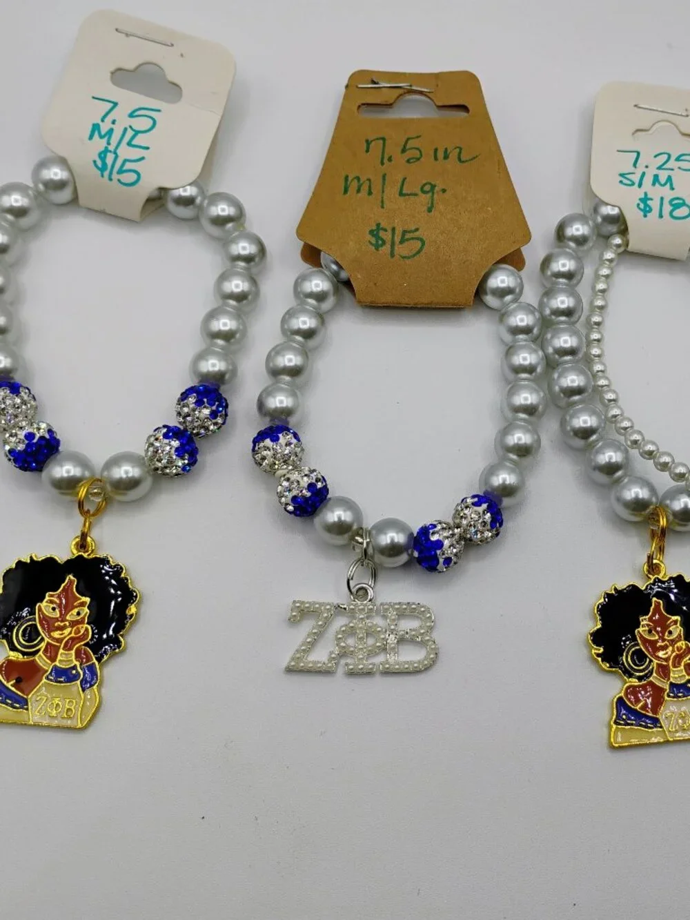 Zeta 4 pieces beaded charm bracelet set sizes medium & large